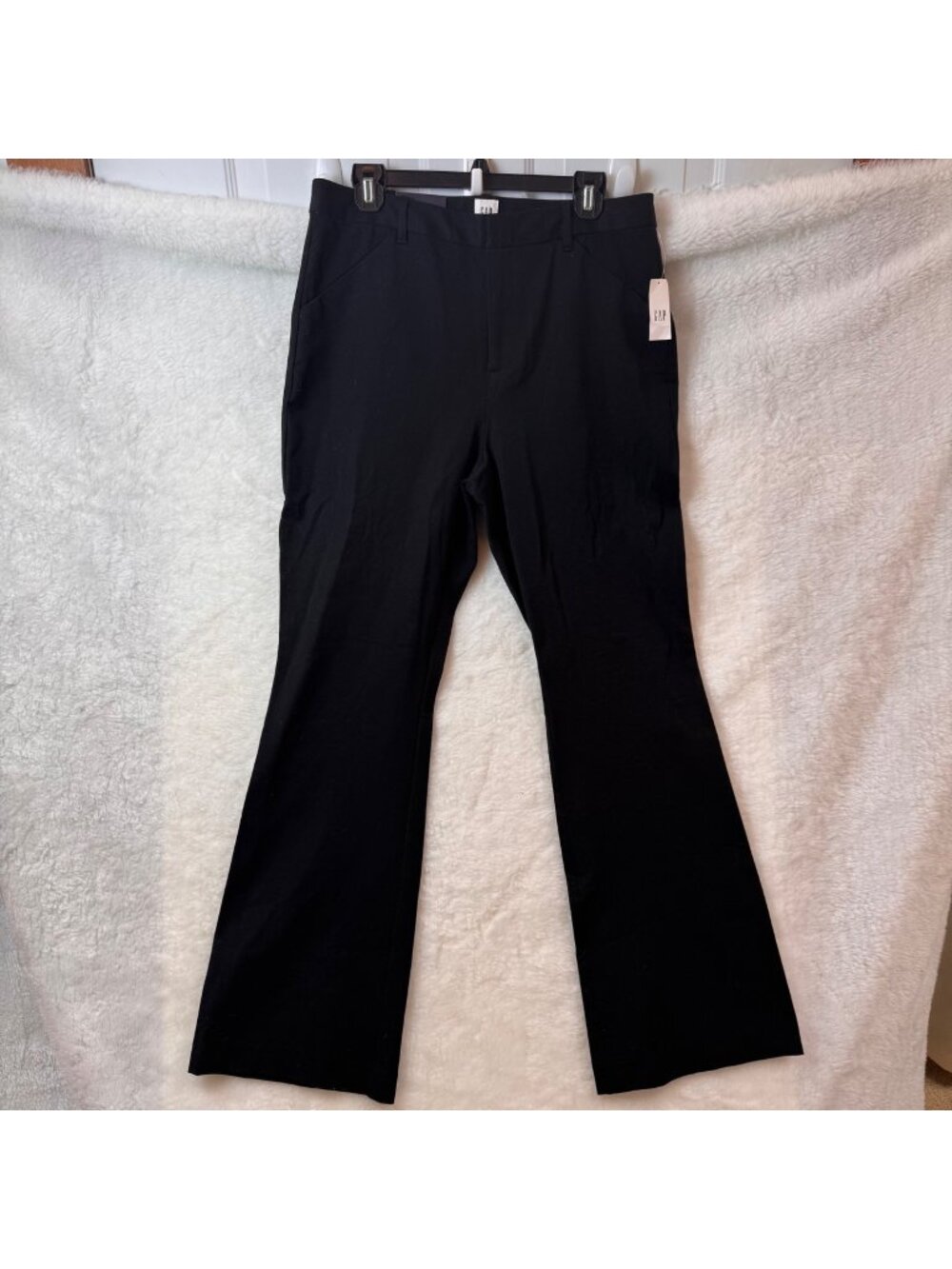 NWT Gap size 14 High rise flare black chino pants stretchy wardrobe staple